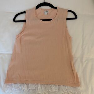 J Crew lLight Shell Pink Tank Top with Ruffle Detail